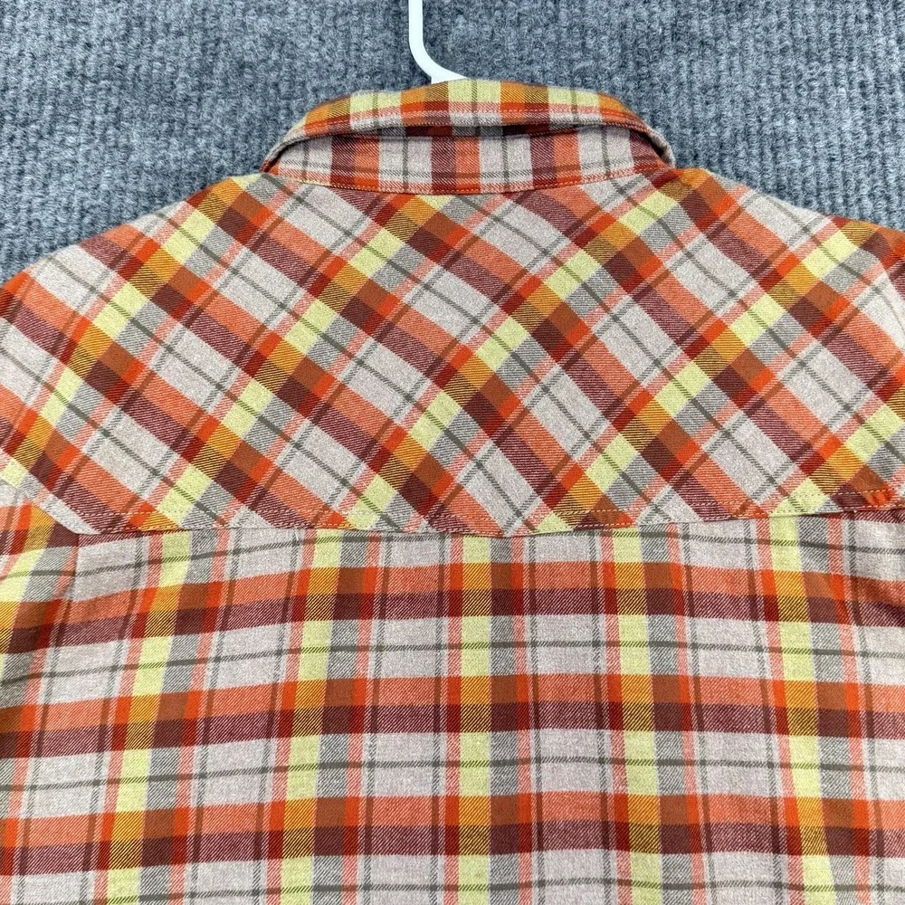 Stio Shirt Mens XL Orange Plaid Flannel Button Up Long Sleeve Outdoor Casual